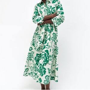 ZARA Cotton Poplin Floral Dress